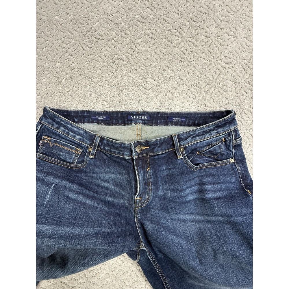 Vigoss Jagger Skinny Jeans Womens 33x29 Dark Wash Stretch Distressed Denim - Picture 5 of 6